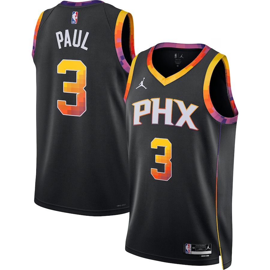 Men Phoenix Suns #3 Chris Paul Jordan Brand Black 2022-23 Statement Edition Swingman NBA Jersey->->NBA Jersey